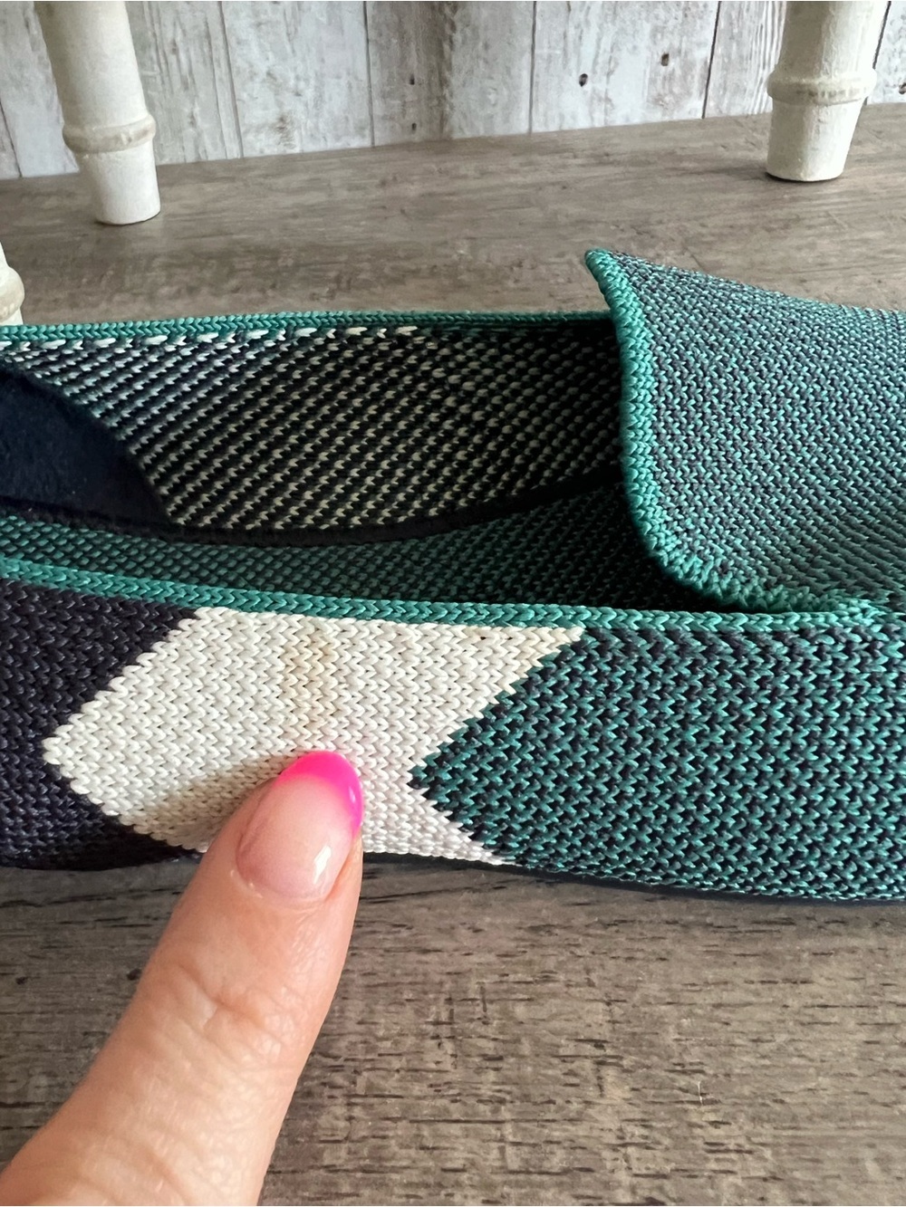 Rothy's Spruce Prep Coloblock Retired Pattern Lounge Loafer Womens Size 8.5 - Picture 2 of 8